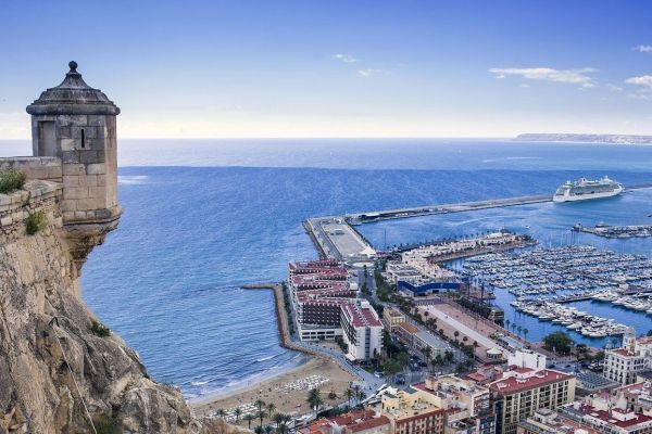 View of Alicante harbour from Santa Bárbara castle