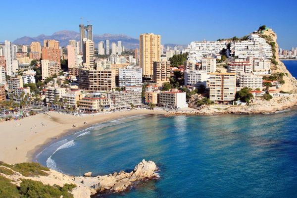 Aerial view of Benidorm from the coast