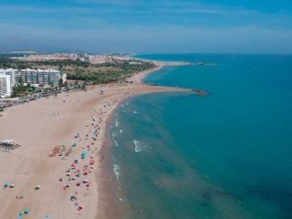 Aerial view of the beach coast of Puerto de Sagunto