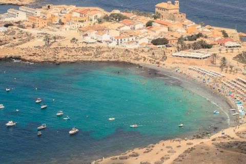 Aerial view of the beach of Tabarca island