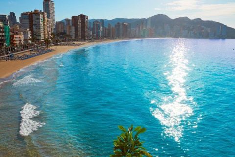 Drone view of Benidorm's Levante beach