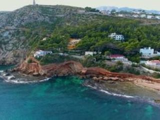 Aerial view of Las Rotas beach in Denia